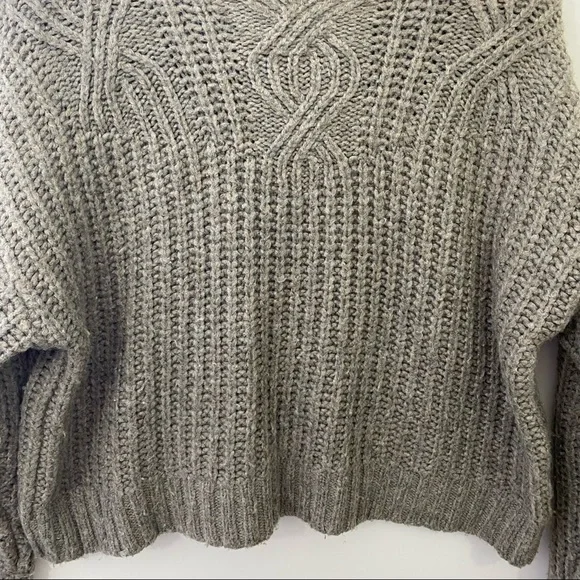 AERIE Grey marled Chunky Rib Mix Stitch Sweater Small - Picture 7 of 8